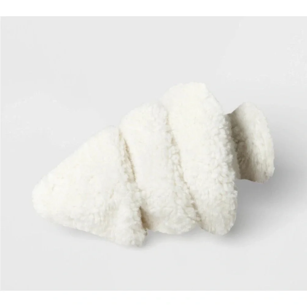 Threshold Faux Shearling Sherpa Tree Shaped Throw Pillow White Plush Christmas